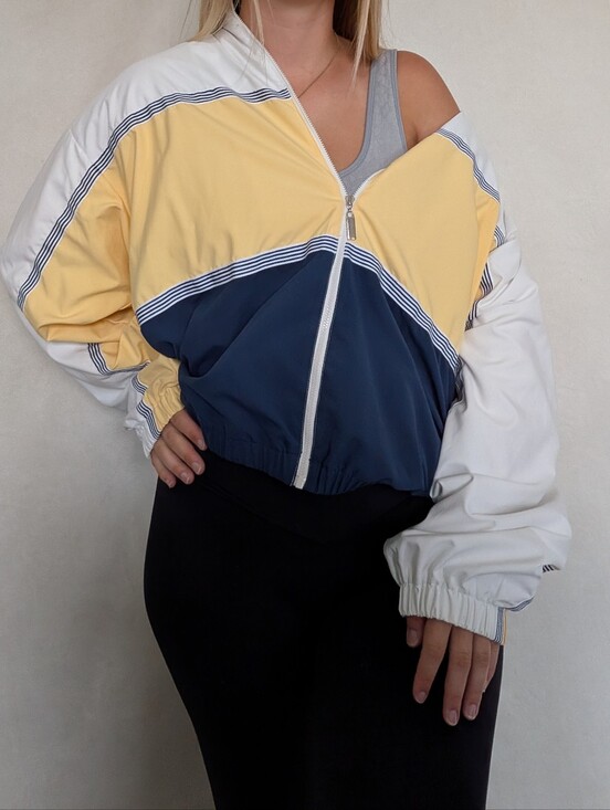 Teddi Sweaters - Vintage Teddi Colorblocking Zip Up